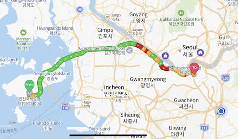 Incheon airport to Gangnam by car