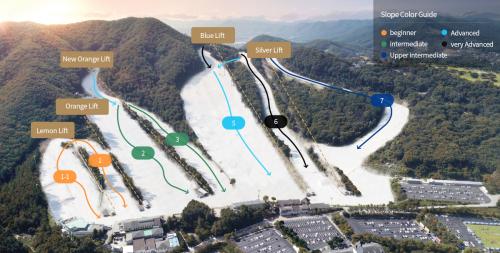 Mappa delle piste da sci della foresta di Jisan
