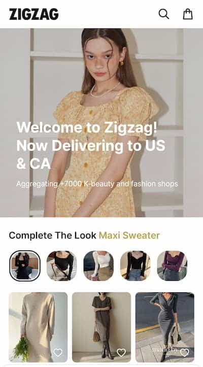 zigzag-app di moda coreana
