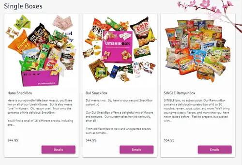 Korean subscription box umshik snacks