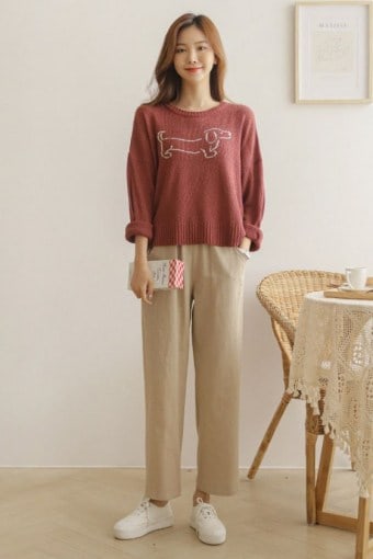 Band-Waist Cotton Baggy Pants_1