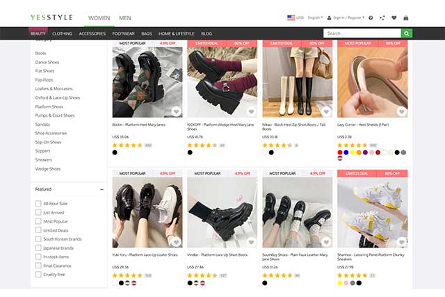 Korean women's shoe online stores