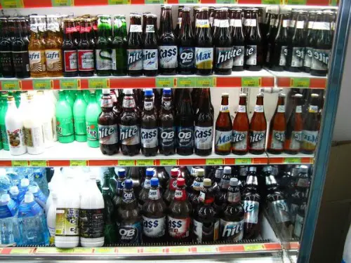 Korean beer in a market