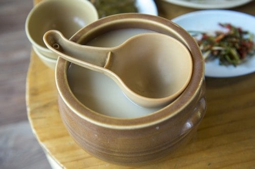 Makgeolli in a jar