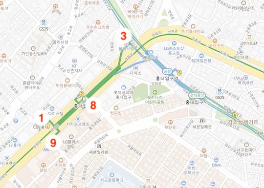 แผนที่ทางออกสถานีมหาวิทยาลัยฮงอิก
