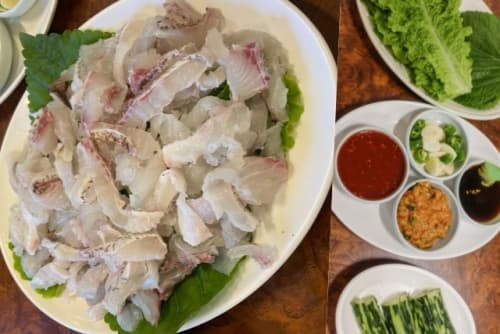 Namyang Susan sashimi dan lauk pauk