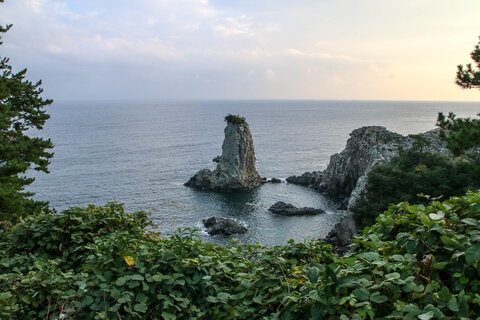 oedolgae rock and seonnyeo rock in jeju island, also called general rock