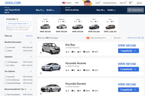 QEEQ car rental service homepage