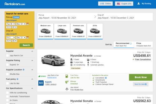 Homepage di RentalCars