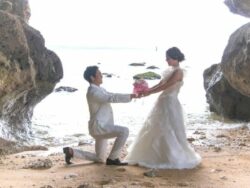 Fotografia di matrimonio all'aperto di Jeju