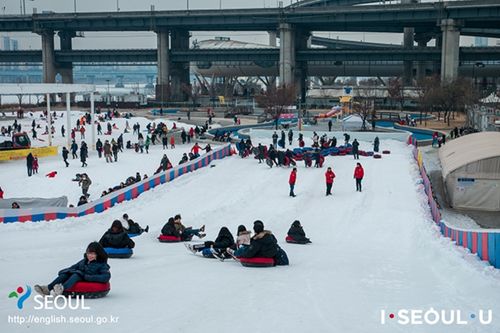 Snow Sledding Activity in Seoul