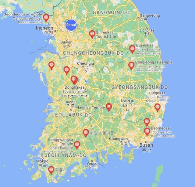 15 วัดที่สวยที่สุดในเกาหลีใต้ Google Maps
