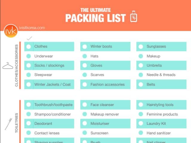 Packing List for Korea Travel