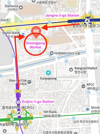 how to get to Gwangjang Market in Seoul by Subway