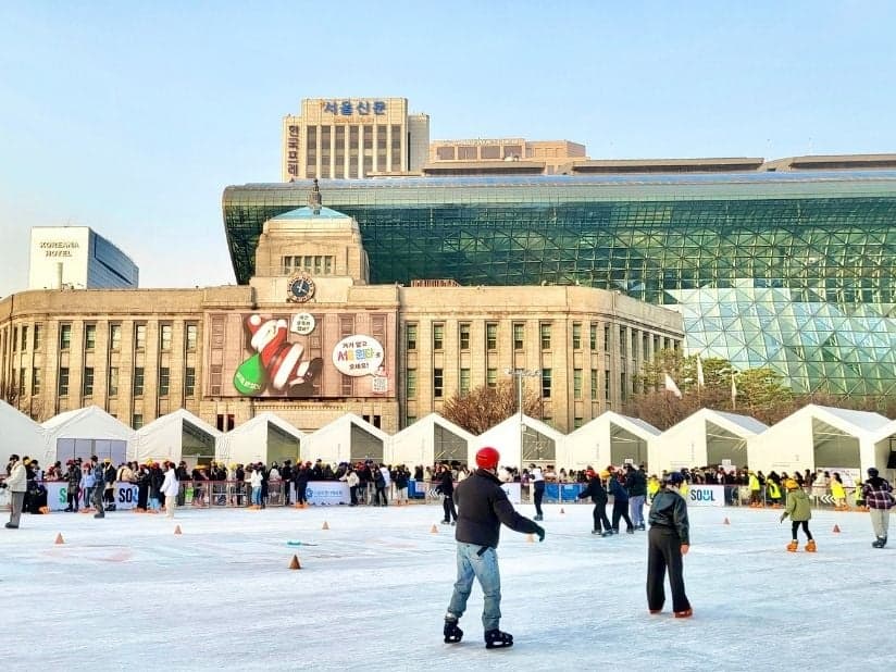 Skate the Seasonal Ice Rink at Seoul Plaza